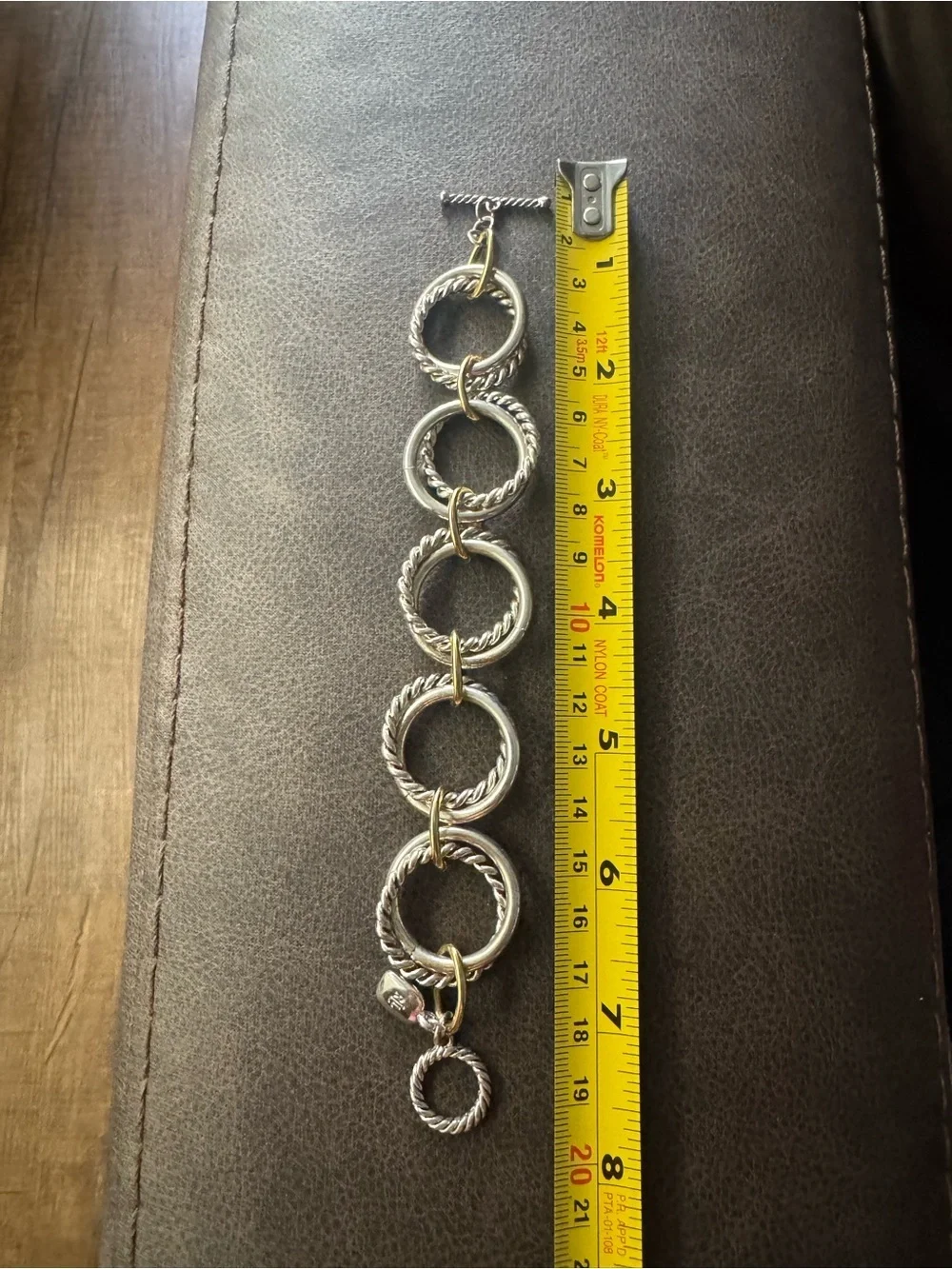 Ralph Lauren Vintage Twisted Rope Link Bracelet Silver & Gold Tone 7.5